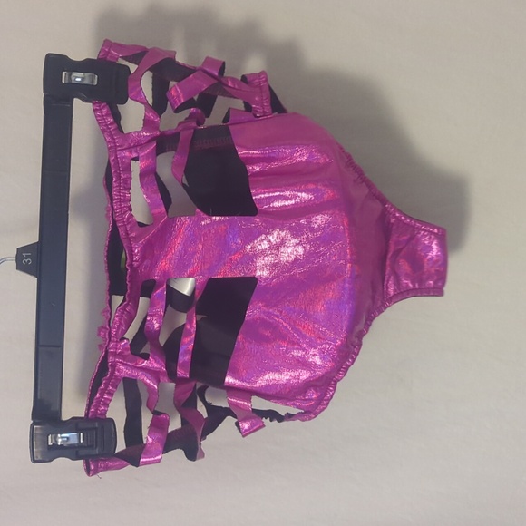 NWT Dolls Kill Club Exx pink iridescent cutout shorties. - Picture 4 of 8